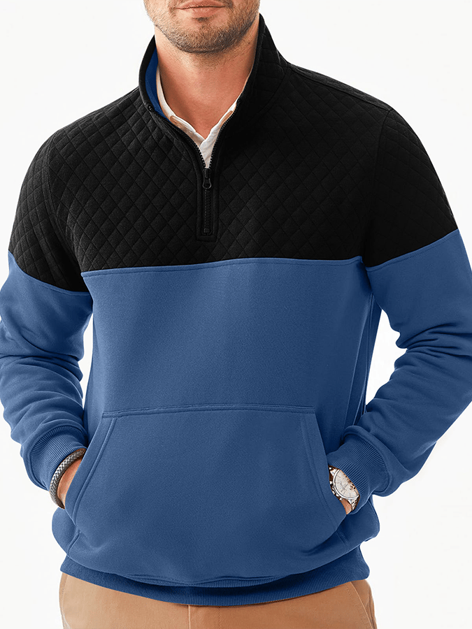 Men's Fashionable Color Block Half Zip Outdoor Casual Sweatshirt
