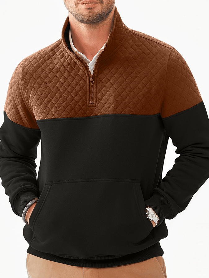 Men's Fashionable Color Block Half Zip Outdoor Casual Sweatshirt