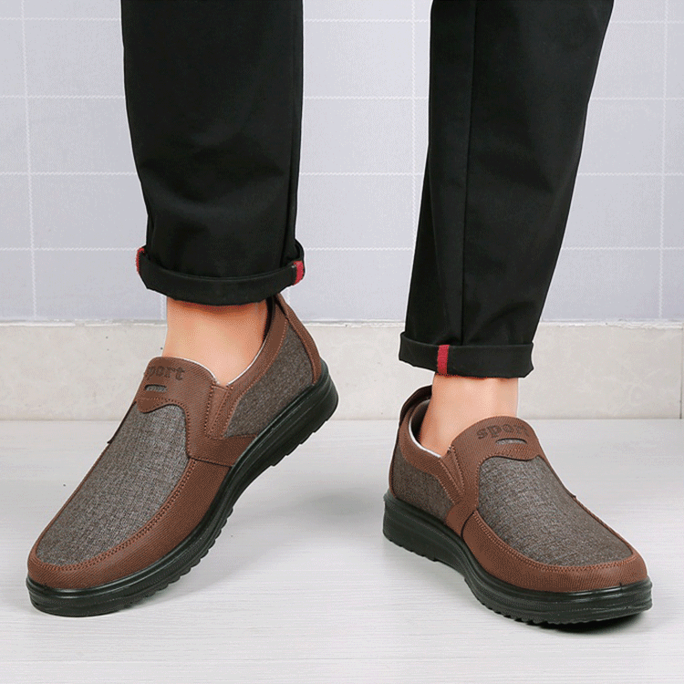 MEN'S EXTENDED WIDTH FOOT AND HEEL COMFORTABLE INSOLE NON-SLIP SNEAKERS-burnzay