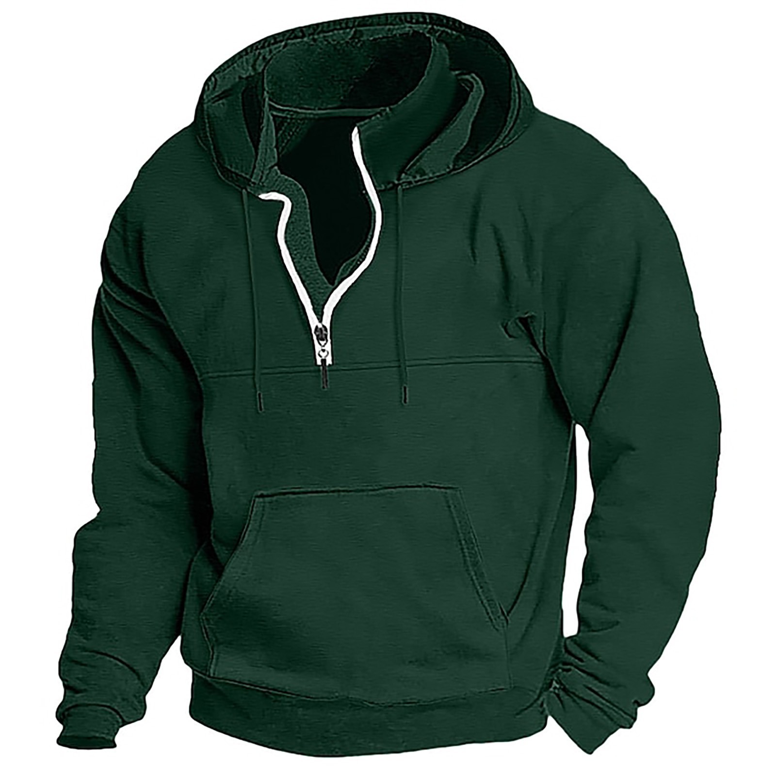 Men's Washed Distressed Cotton Quarter-Zip Casual Tactical Hoodie