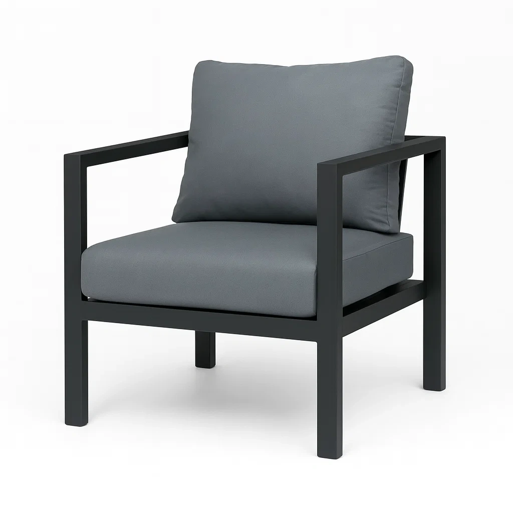 Fauteuil en aluminium avec coussins gris-Pure Furni Shco