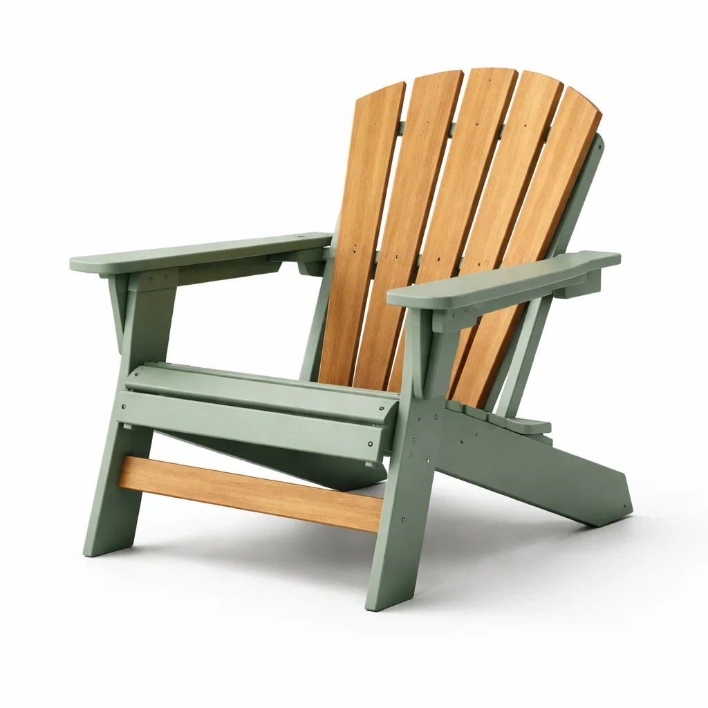 Sedia Adirondack in legno e polietilene verde-TRENDYSOFASTYLE