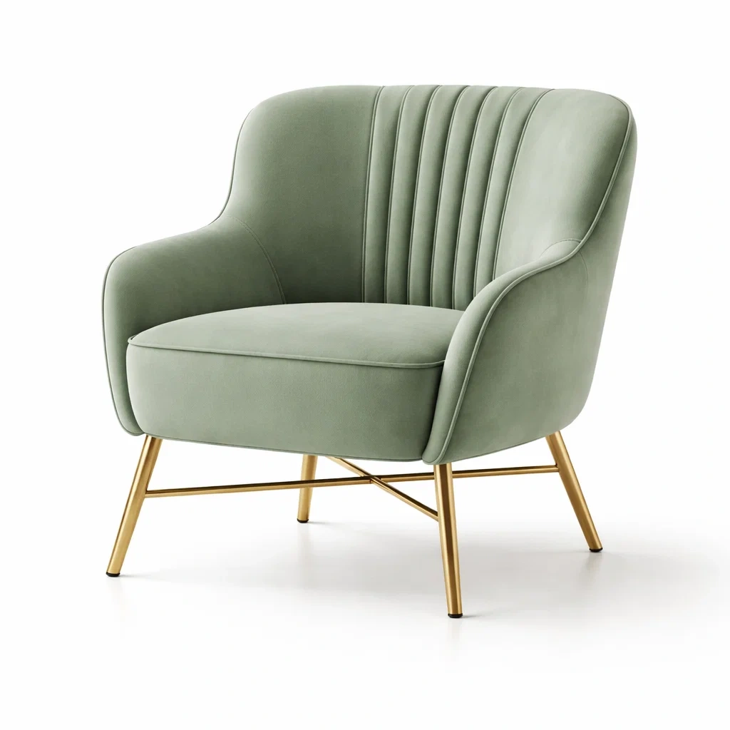 Sedia da relax in velluto con gambe in metallo dorato-TRENDYSOFASTYLE