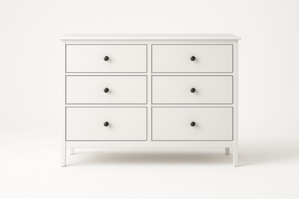 Commode 6 tiroirs en bois Blanc