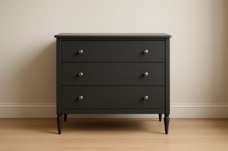 Commode en Bois 3 Tiroirs Noir