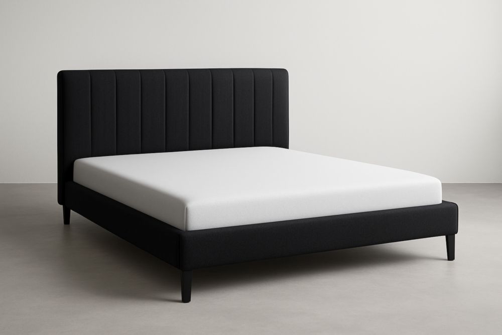 Lit double tissu noir