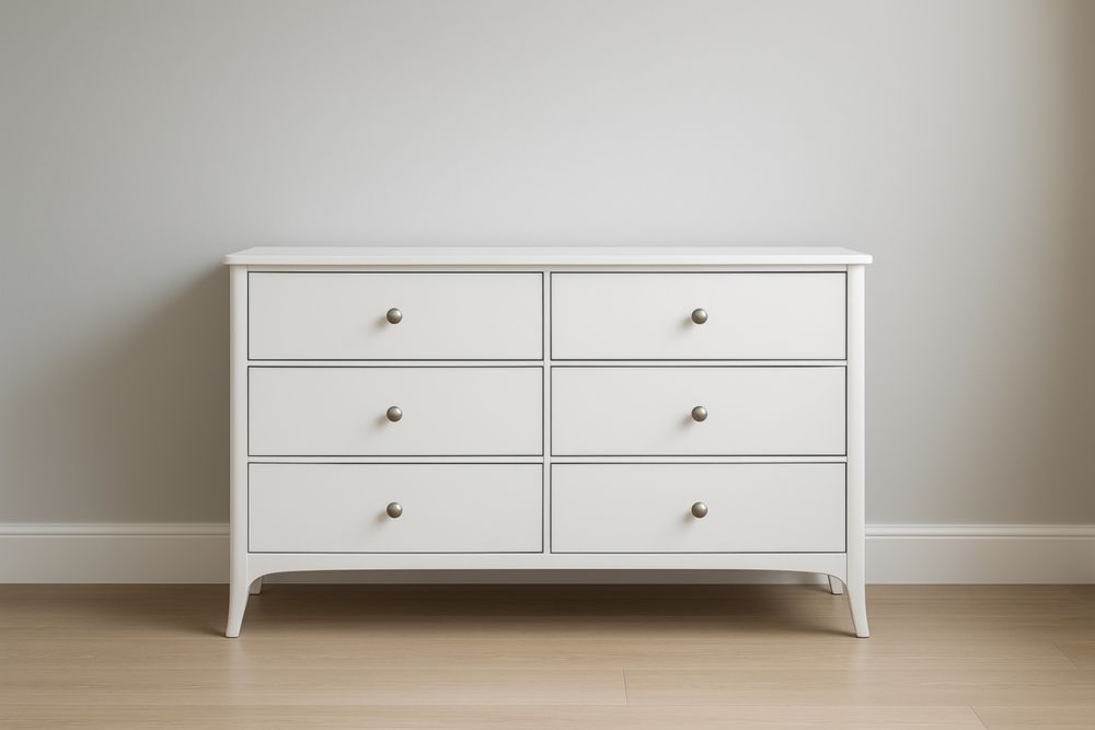 Commode à tiroirs en bois MDF Blanc 6 tiroirs
