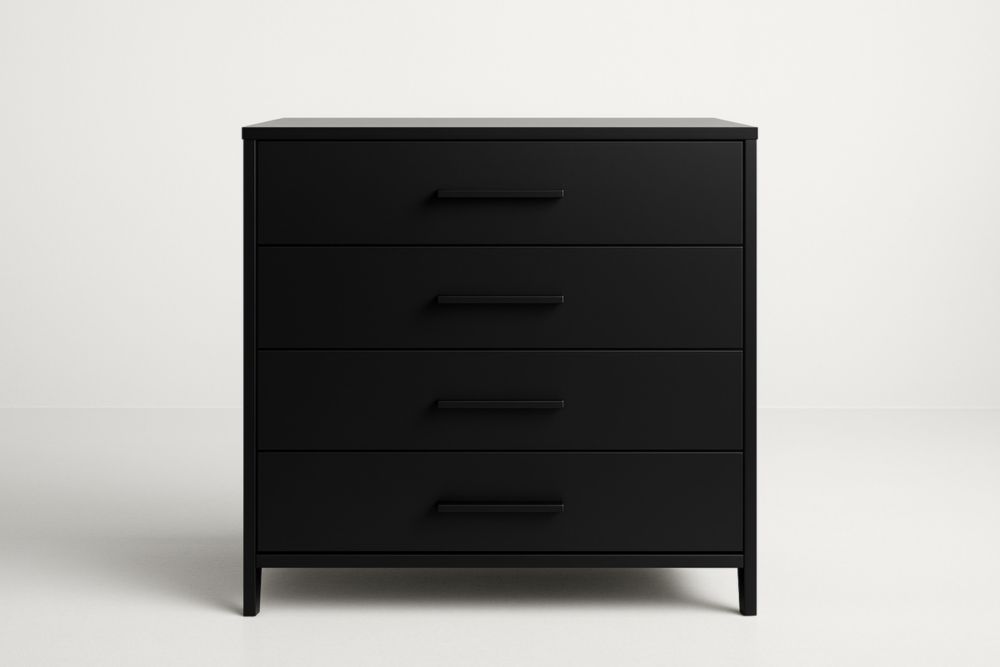 Commode 4 tiroirs en MDF et acier noir 80x40x90 cm