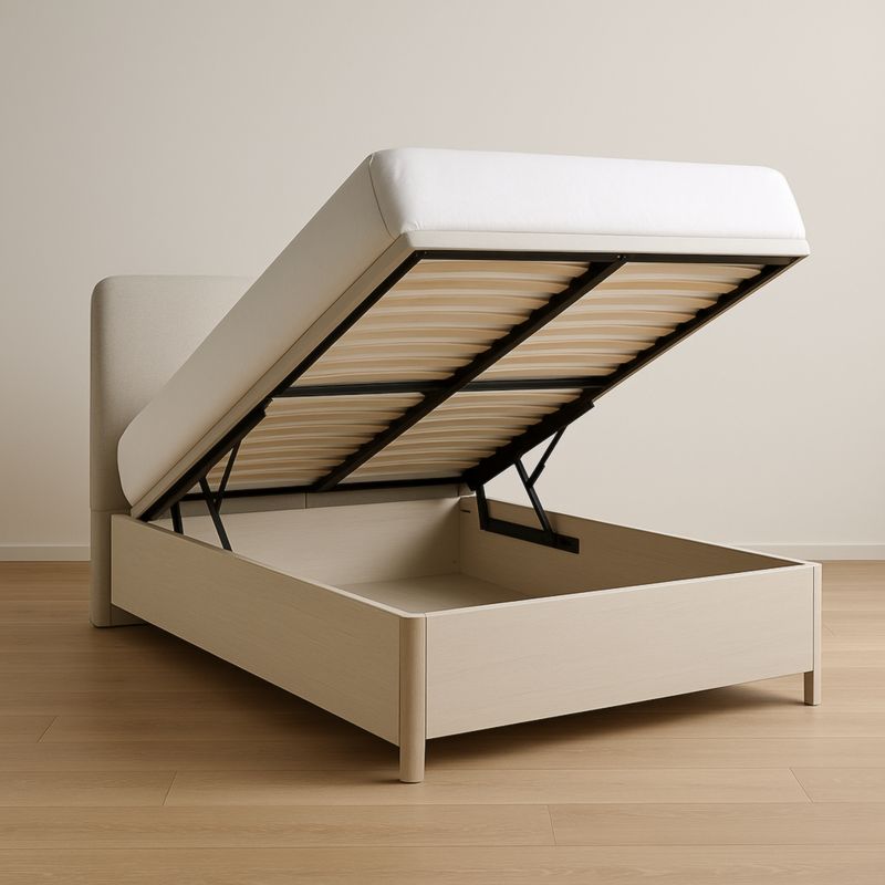 Lit en bois avec rangement et structure métallique 200 cm x 160 cm