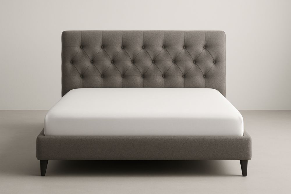 Lit double polyester gris