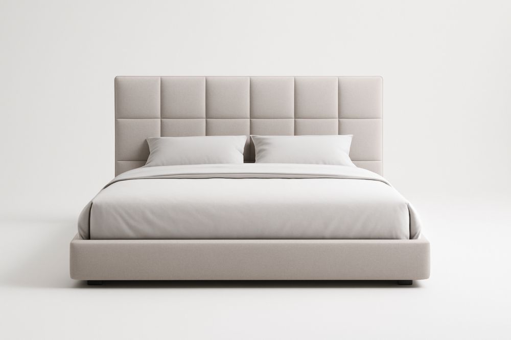 Lit Double en Tissu Beige