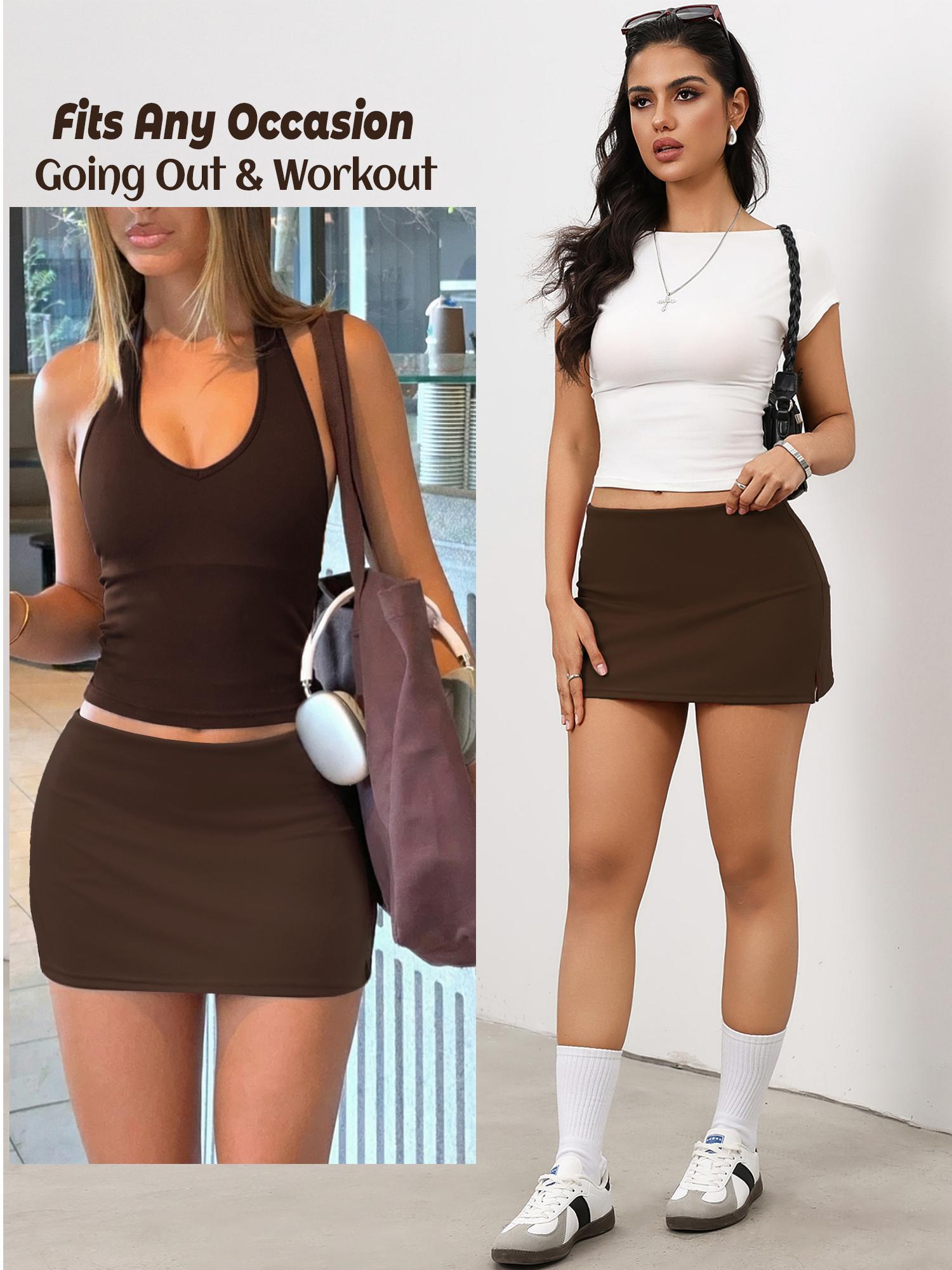 Danysu Mini Skirts For Women Sexy Skirt With Shorts Underneath Slit Summer Sports Vacation Going Out Outfits Stretch Skort Bottom