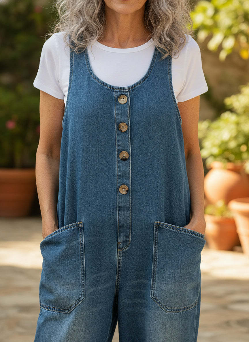 Women's casual cotton vest jumpsuit