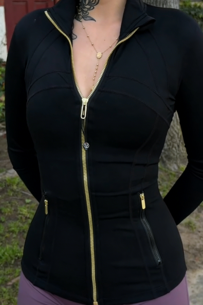 Women's Yoga Wear Sports Jacket Zipper Cardigan Long Sleeve Slim Fit Fitness Top