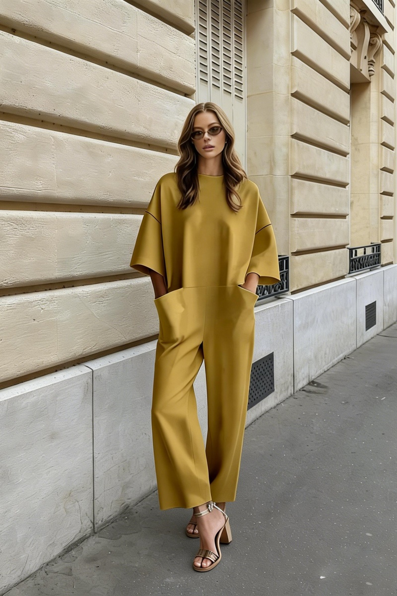 Women's fashionable printed loose-fitting jumpsuit