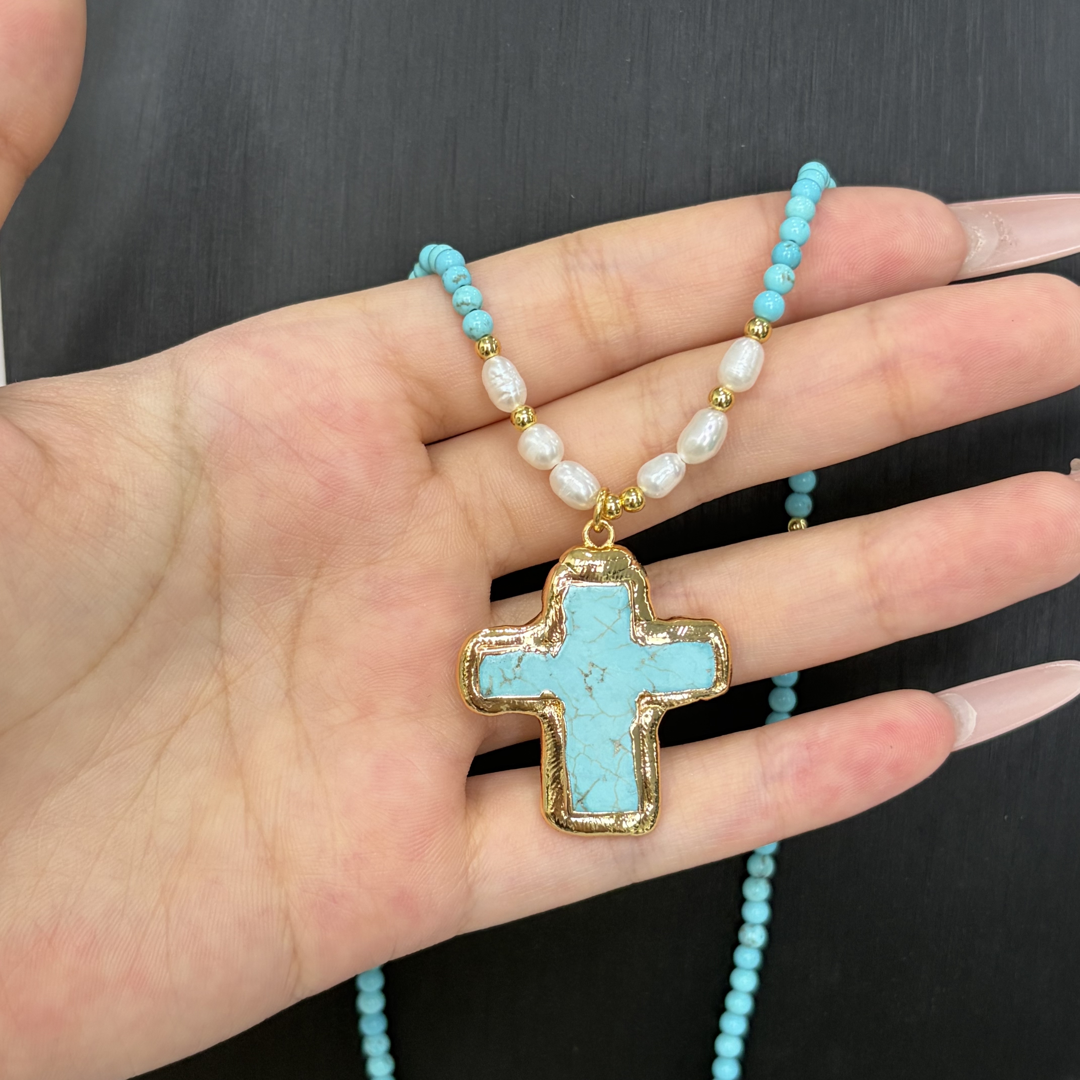 Turquoise Cross Necklace