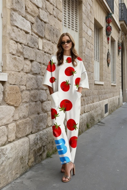 Women's fashionable printed loose-fitting jumpsuit
