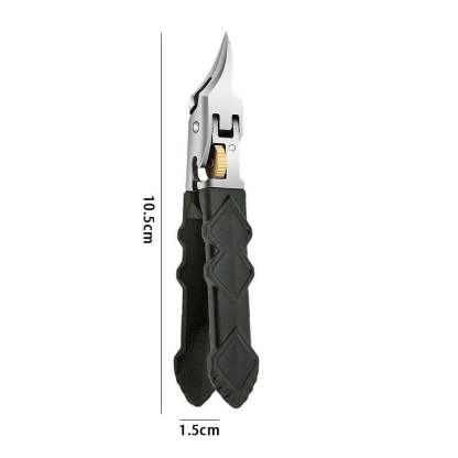 Black Anti-Slip Grip Gear Lock Nail Clipper Set with Ultra-Sharp Tips for Precise Access to Nail Grooves
