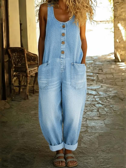 Women's casual cotton vest jumpsuit