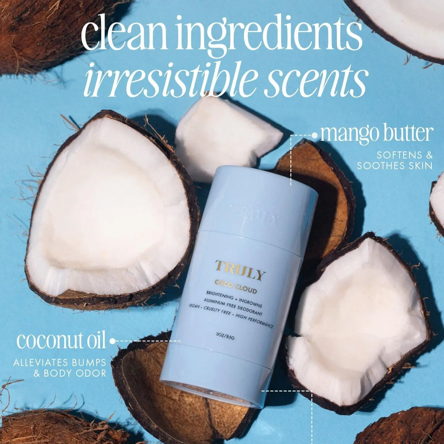 Coco Cloud Brightening & Ingrown Prevention Deodorant – Aluminum-Free Odor Protection with Mandelic Acid – Helps Fade Dark Underarm Spots and Discoloration – Long-Lasting Odor Protection – Gentle on Sensitive Skin – Soft Coconut & Vanilla Scent