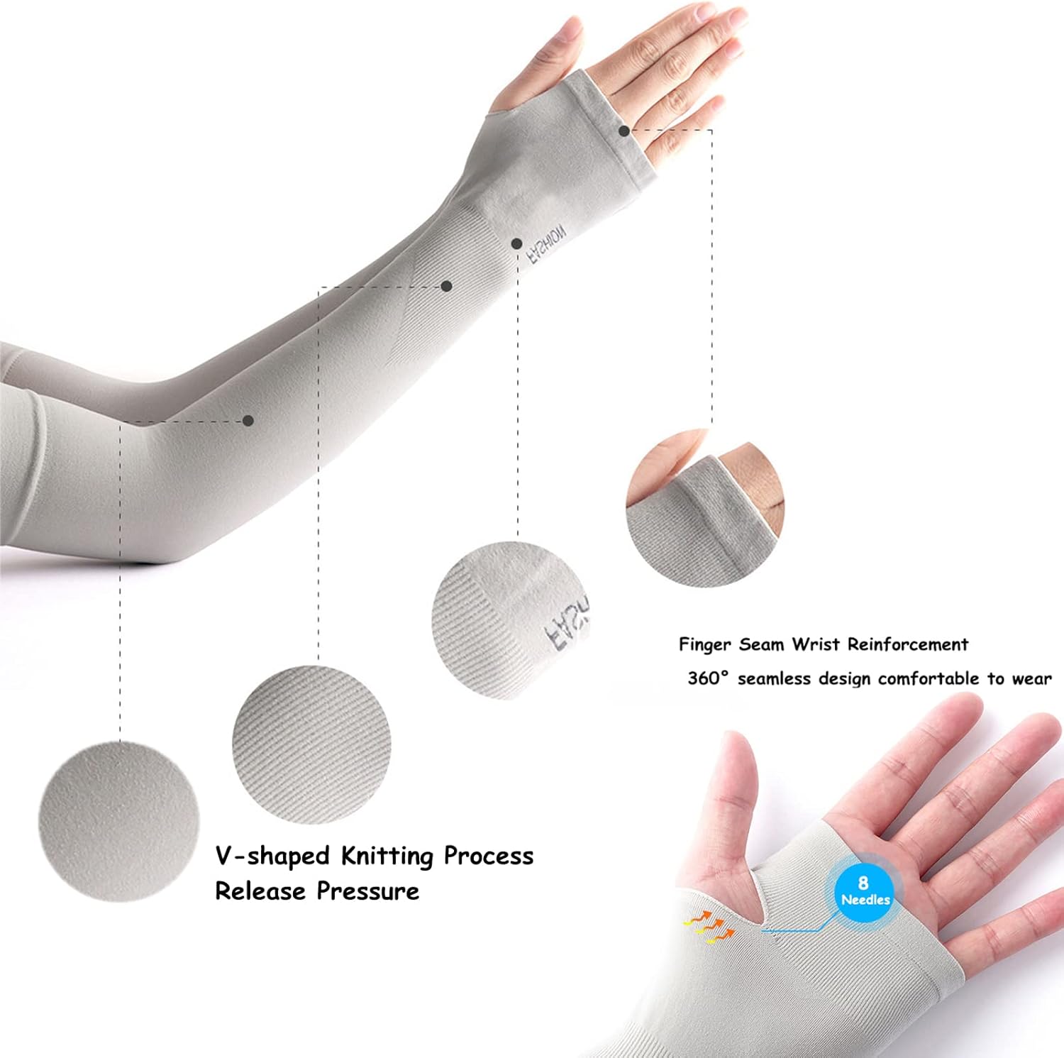 Unisex (Adults & Teens) Anti-UV Arm Sleeves — Compression "Ice-Feel" Sleeves with Thumbholes