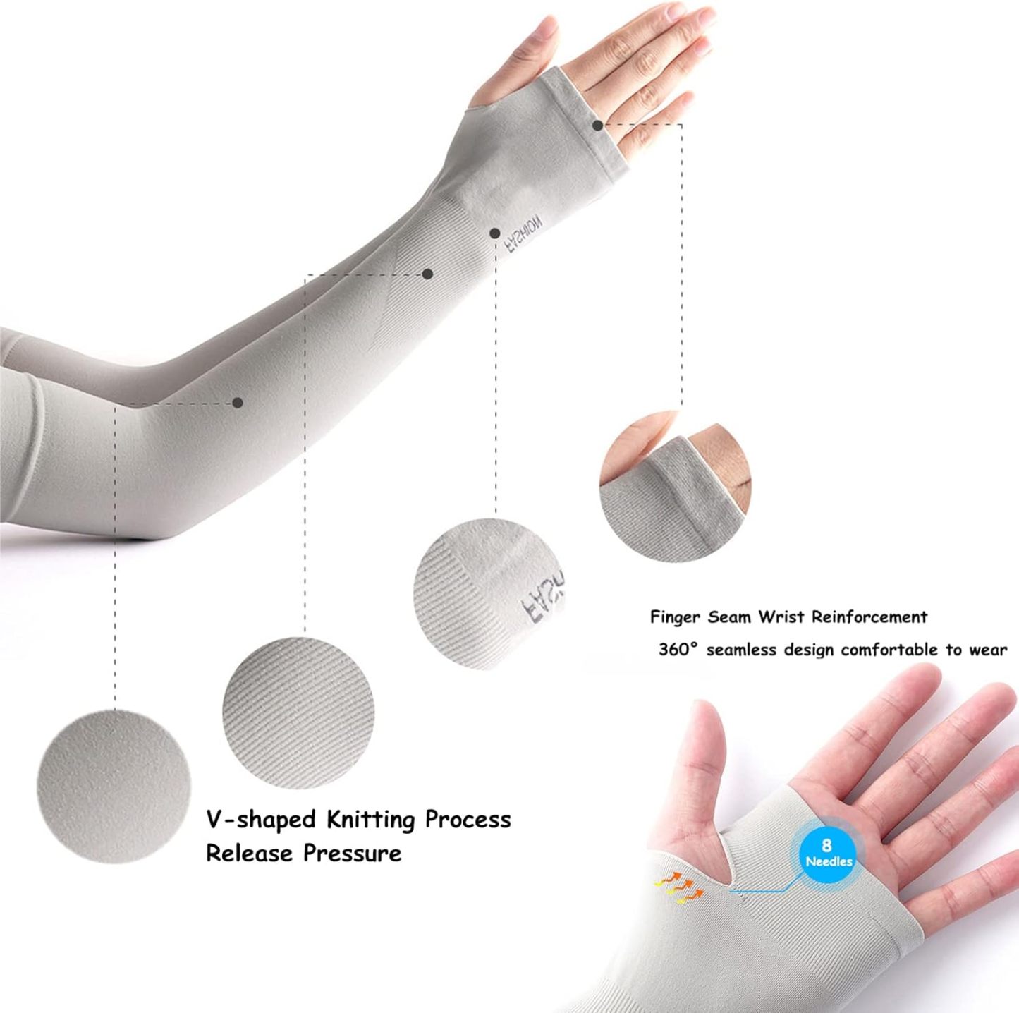 Unisex (Adults & Teens) Anti-UV Arm Sleeves — Compression "Ice-Feel" Sleeves with Thumbholes