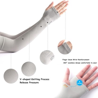 Unisex (Adults & Teens) Anti-UV Arm Sleeves — Compression "Ice-Feel" Sleeves with Thumbholes