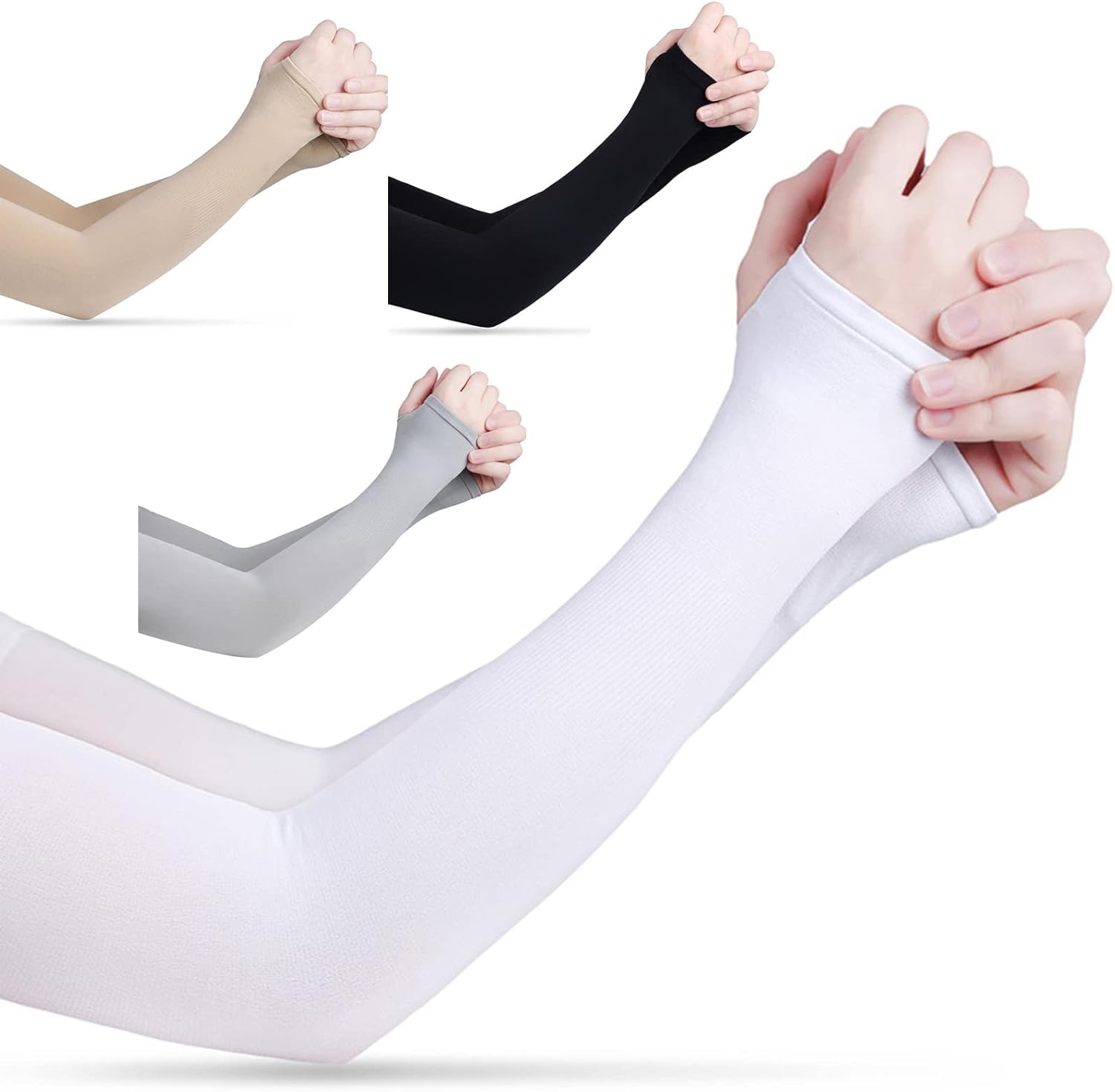 Unisex (Adults & Teens) Anti-UV Arm Sleeves — Compression "Ice-Feel" Sleeves with Thumbholes