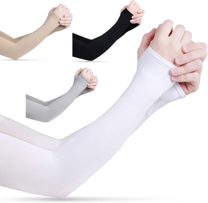 Unisex (Adults & Teens) Anti-UV Arm Sleeves — Compression "Ice-Feel" Sleeves with Thumbholes