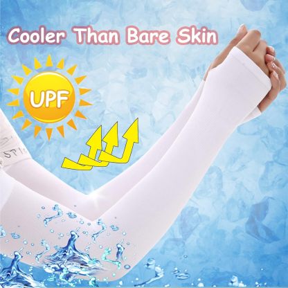 Unisex (Adults & Teens) Anti-UV Arm Sleeves — Compression "Ice-Feel" Sleeves with Thumbholes