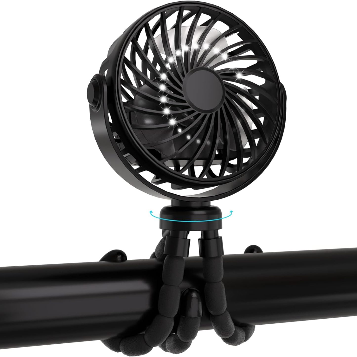 Stroller Fan, Rechargeable – Portable Stroller Fan, Clip-on Fan with Flexible Tripod
