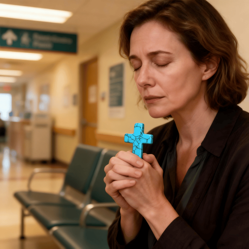 ✝️Natural Turquoise Pocket Cross: Handcrafted for Peace & Serenity❤️