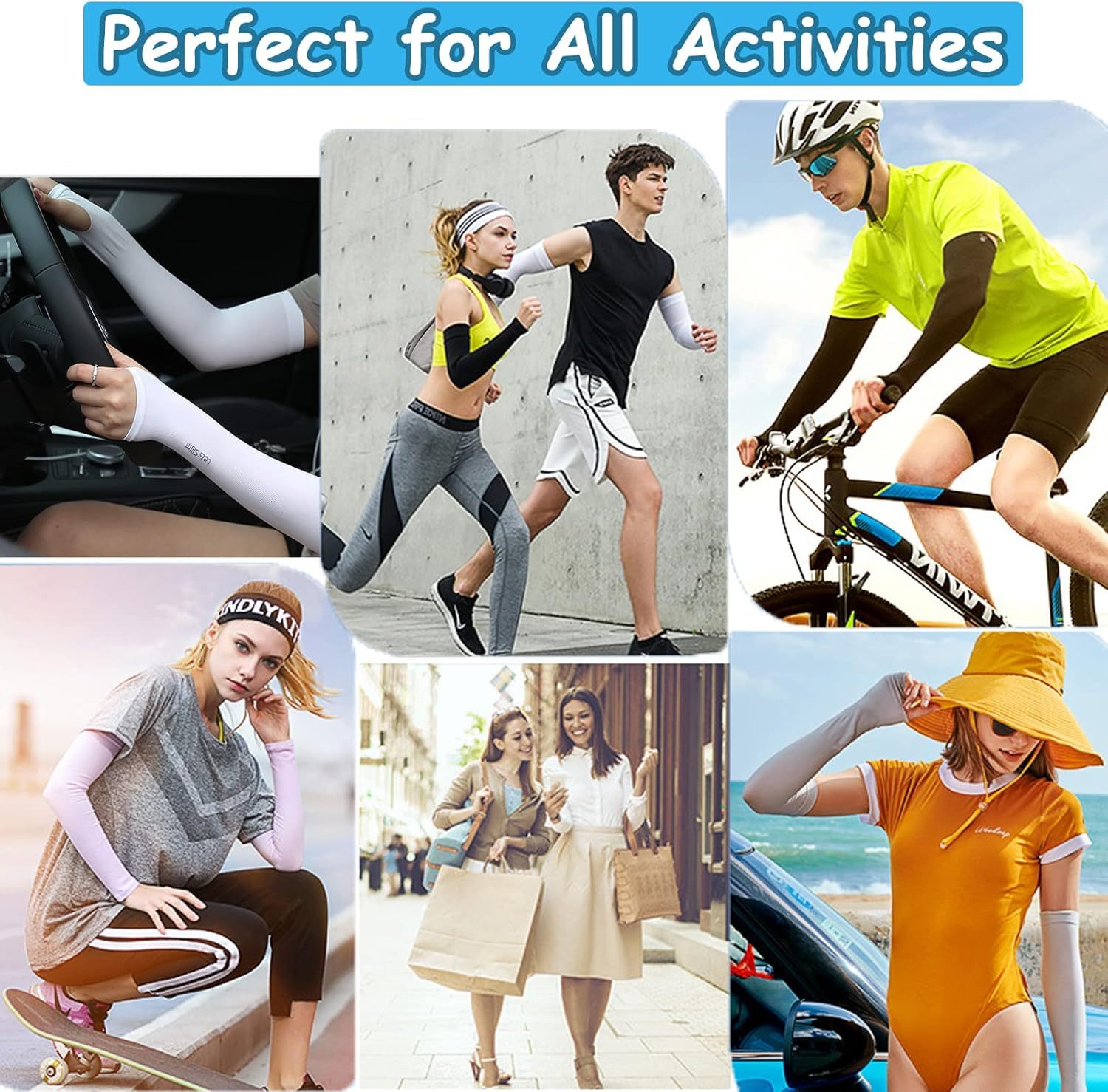 Unisex (Adults & Teens) Anti-UV Arm Sleeves — Compression "Ice-Feel" Sleeves with Thumbholes