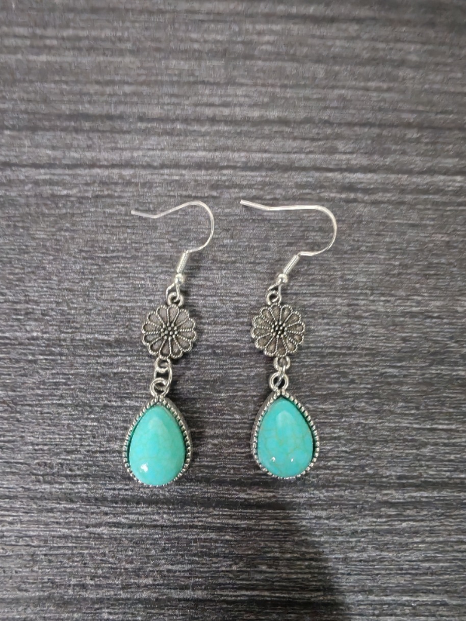 Retro Bohemian-Style Faux Turquoise Inlay Necklace