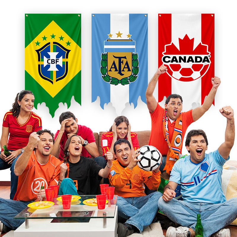 Cross-Border 2026 Us-Canada-Mexico World Cup Football Team Flags Fan Peripheral Supplies Bar Atmosphere Decoration Flag Customization