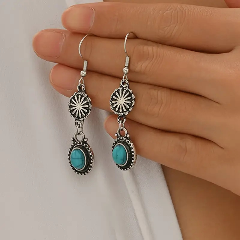 Retro Bohemian-Style Faux Turquoise Inlay Necklace