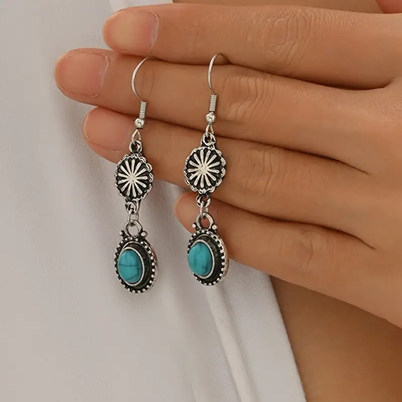Retro Bohemian-Style Faux Turquoise Inlay Necklace