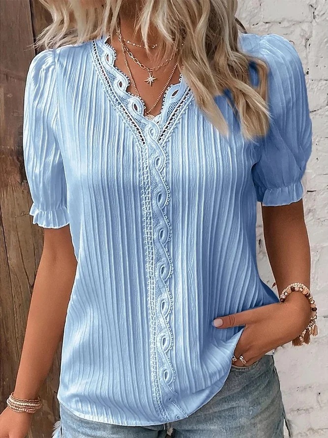 Women's vacation fashion hollowed-out short-sleeved shirt