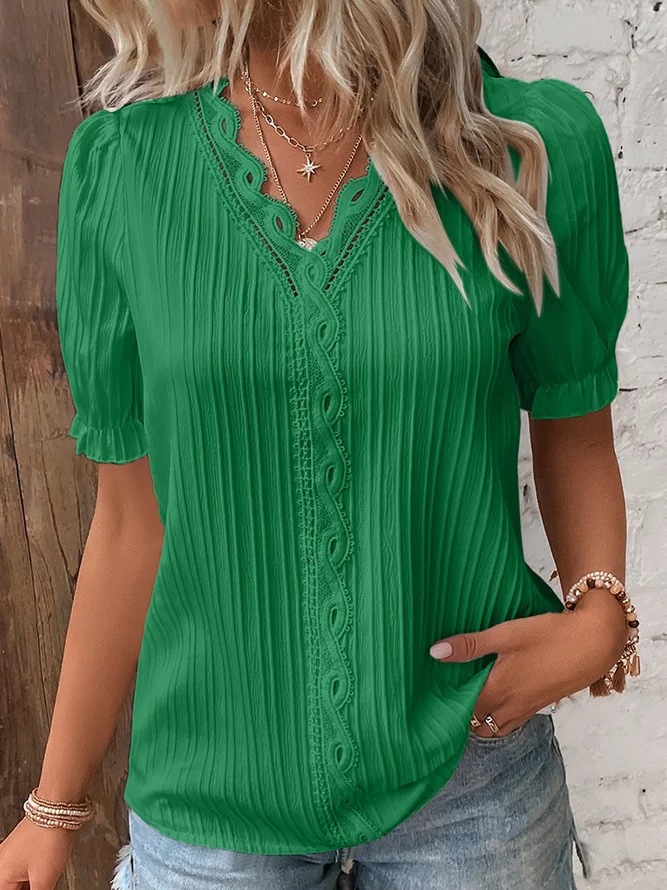 Women's vacation fashion hollowed-out short-sleeved shirt