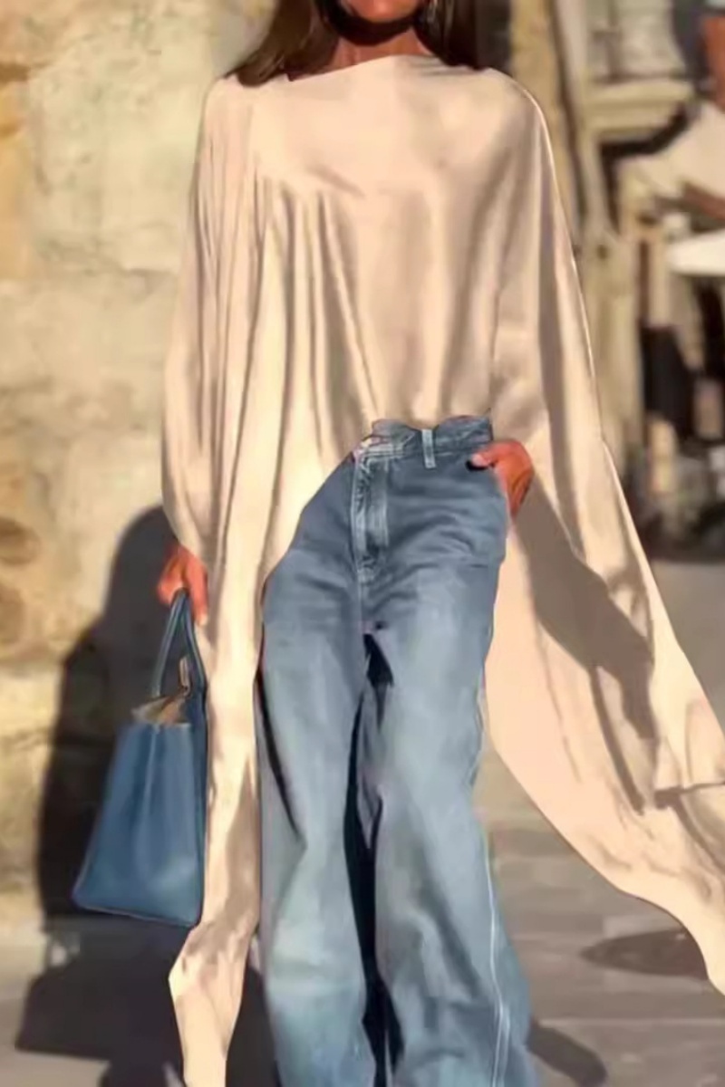 Women's fashionable irregular solid color pullover top