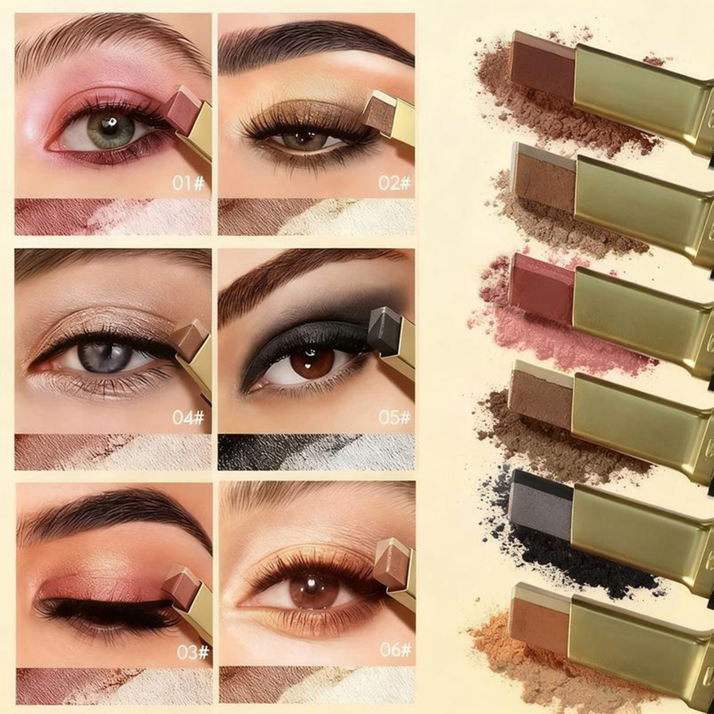 Eye Shadow Stick Shimmer Eye Shadow Set With Two-Color Gradient Waterproof Eye Shadow Pen Long-Lasting