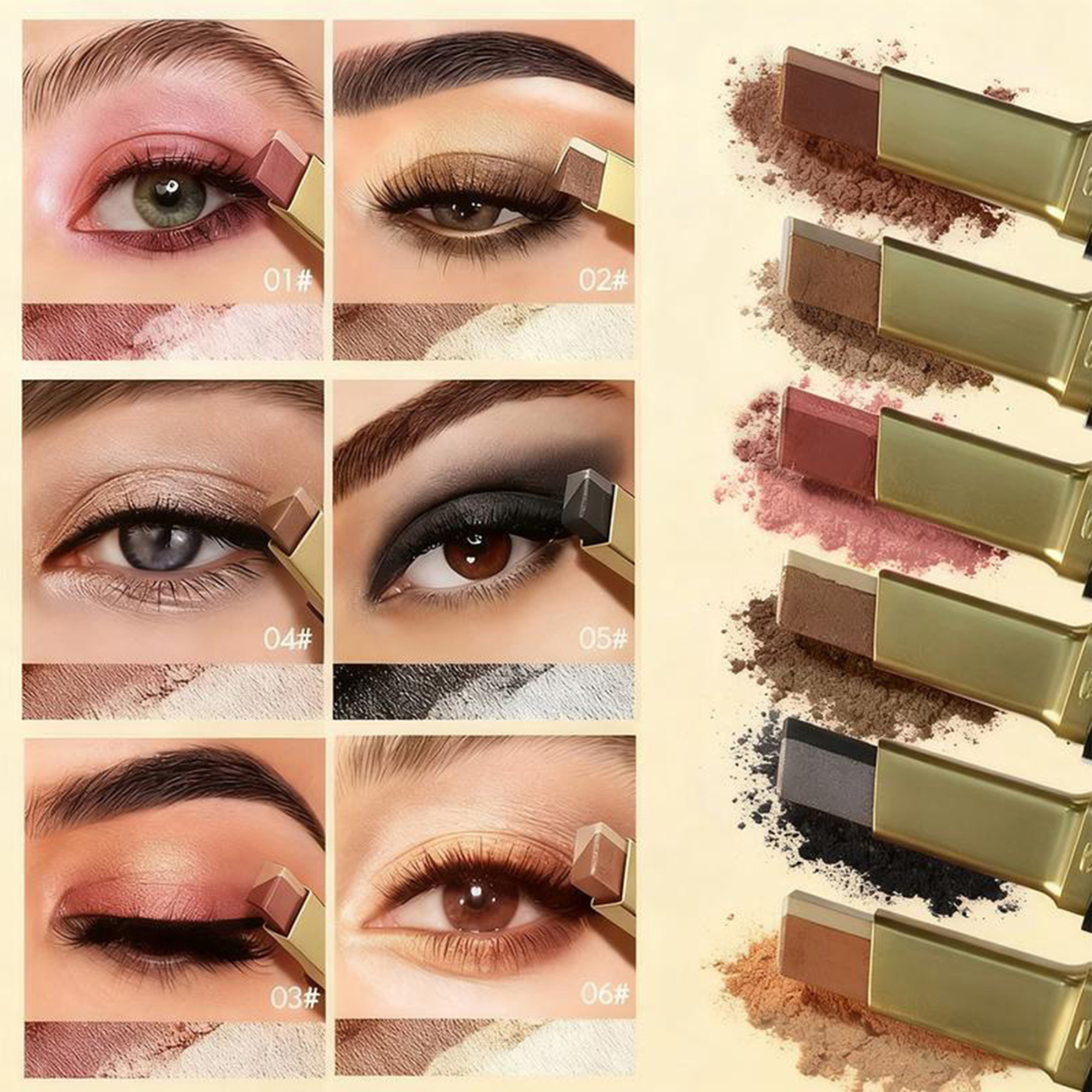 Eye Shadow Stick Shimmer Eye Shadow Set With Two-Color Gradient Waterproof Eye Shadow Pen Long-Lasting