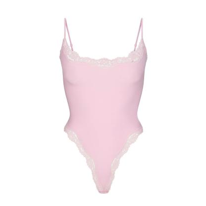 Starrylion Lace Body Suit Square Neck Tops for Women Sleeveless Spaghetti Strap Tank Top Bodysuits for Women Sexy Jumpsuit