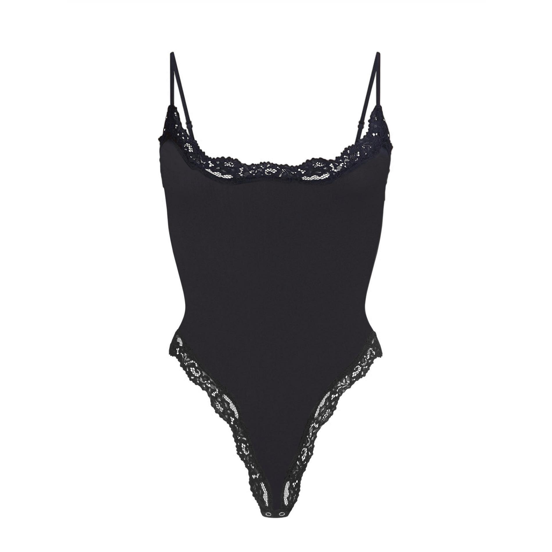 Starrylion Lace Body Suit Square Neck Tops for Women Sleeveless Spaghetti Strap Tank Top Bodysuits for Women Sexy Jumpsuit