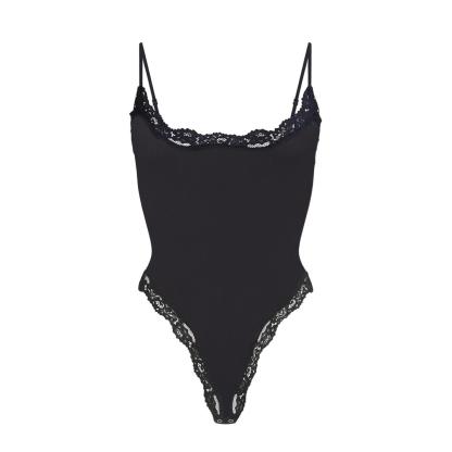 Starrylion Lace Body Suit Square Neck Tops for Women Sleeveless Spaghetti Strap Tank Top Bodysuits for Women Sexy Jumpsuit