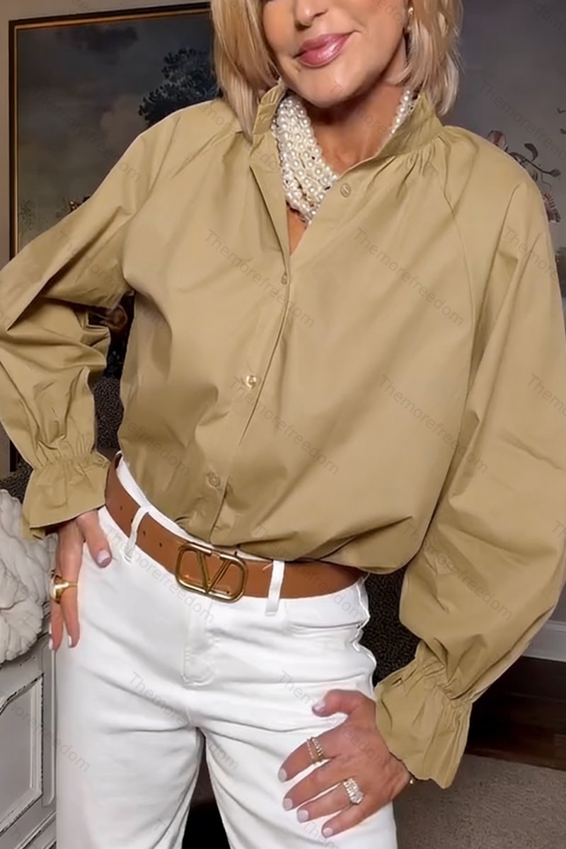 Women's comfortable casual simple and versatile ruffled blouse