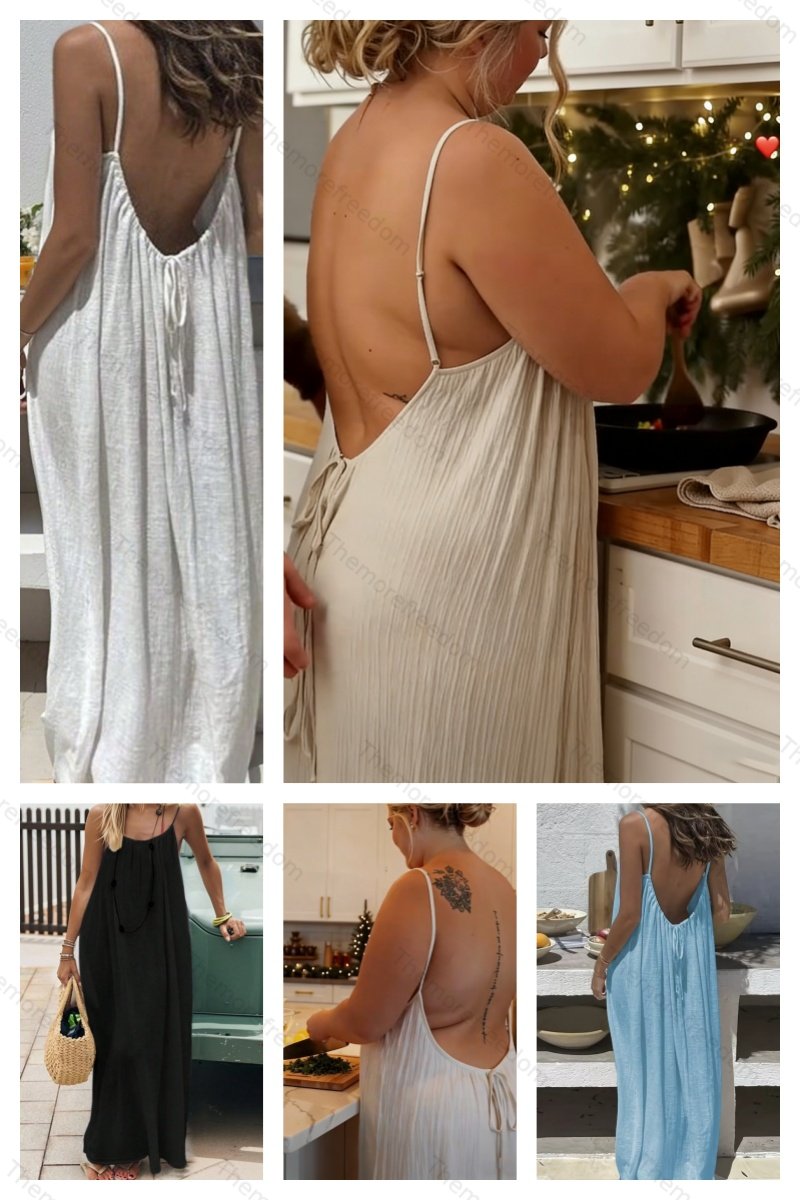 Women's backless casual dress for home and vacation