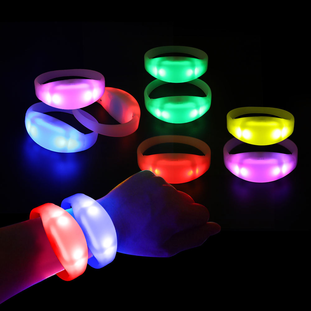 Remote Control LED Bracelet RGB Light Up Wristband, DMX Programmable Silicone Glow Bracelets for Concert Festival Party Events Wedding Club Bar Audience Interaction with Custom Logo