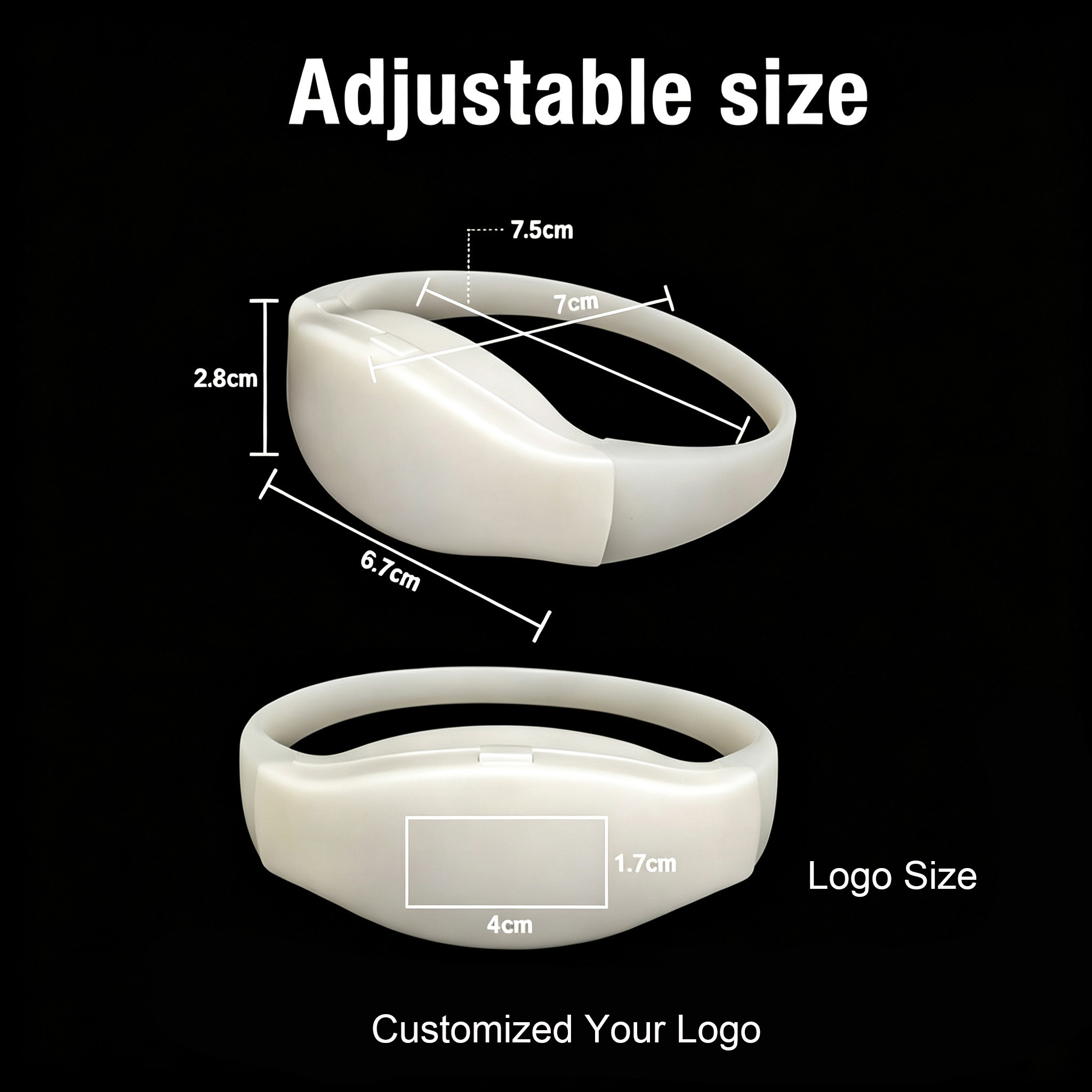 Remote Control LED Bracelet RGB Light Up Wristband, DMX Programmable Silicone Glow Bracelets for Concert Festival Party Events Wedding Club Bar Audience Interaction with Custom Logo