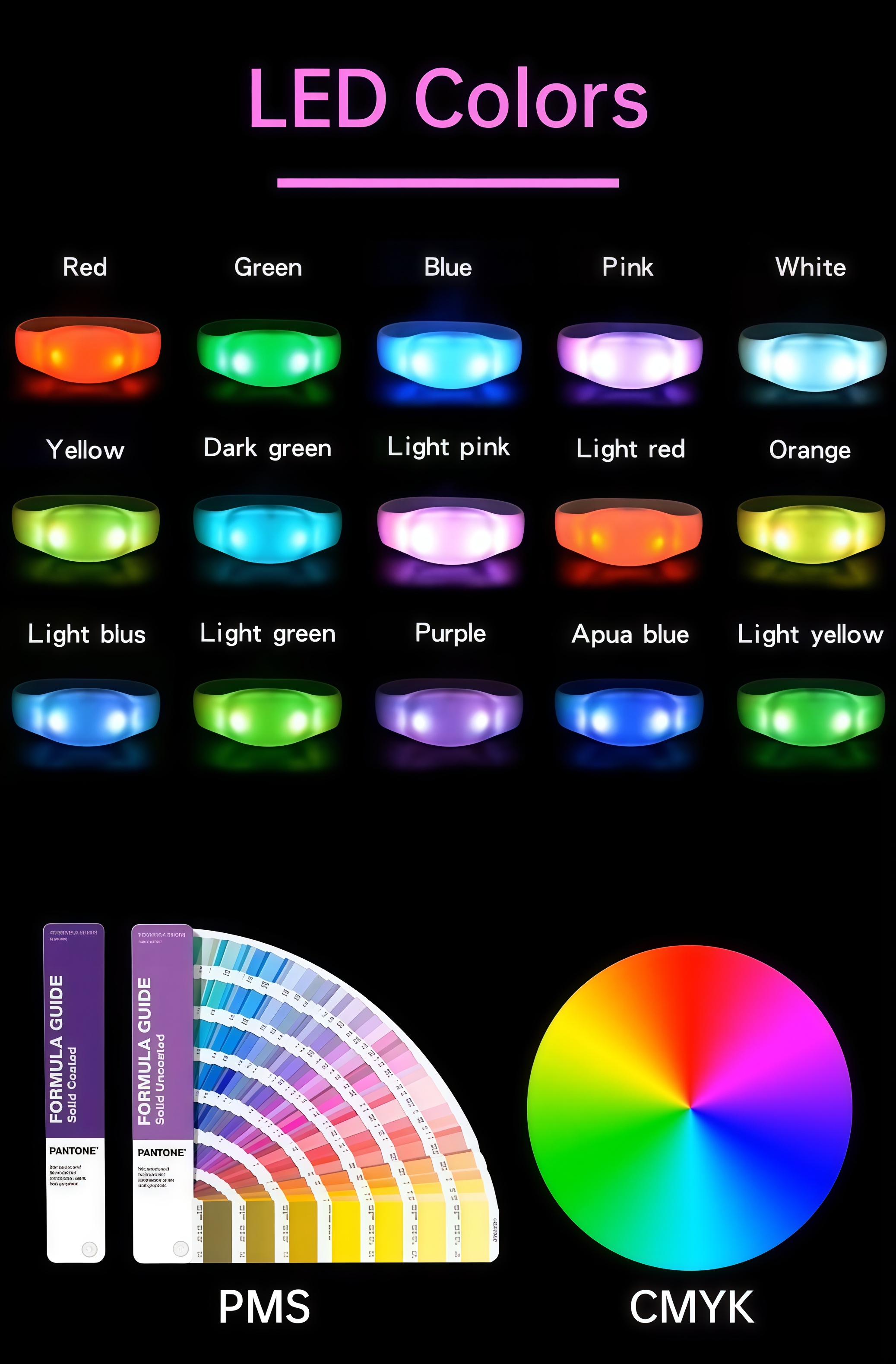 Remote Control LED Bracelet RGB Light Up Wristband, DMX Programmable Silicone Glow Bracelets for Concert Festival Party Events Wedding Club Bar Audience Interaction with Custom Logo